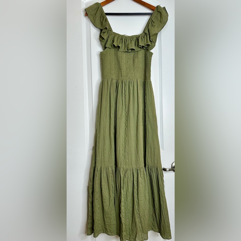 Dotti Olive Green Ruffle Maxi Dress